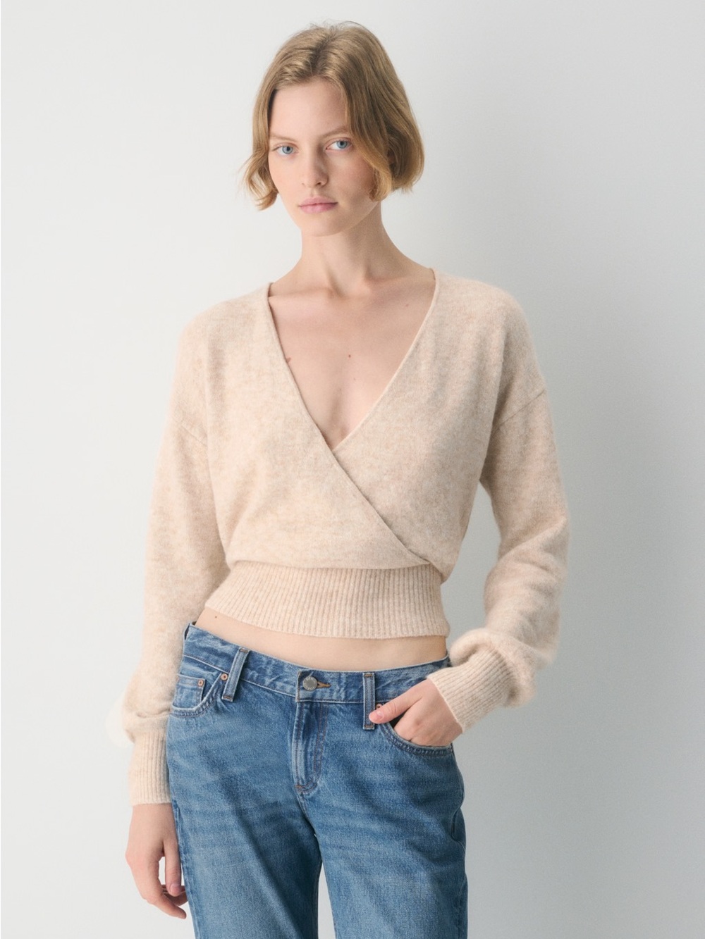 Aritzia Dear Faux-Wrap Sweater